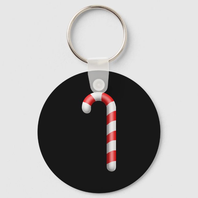 Candy Cane Merry Christmas Lights Cute Santa Hat P Key Ring (Front)