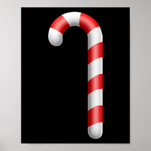 Candy Cane Merry Christmas Lights Cute Santa Hat P Poster