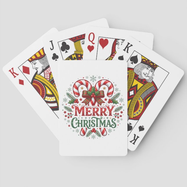 Candy Cane Merry Christmas  Playing Cards (Back)
