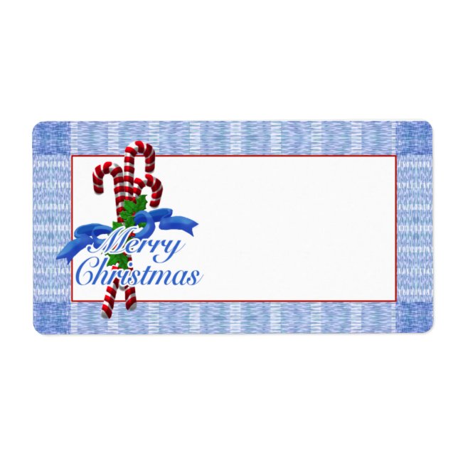 Candy Cane Merry Christmas Shipping Labels (Front)