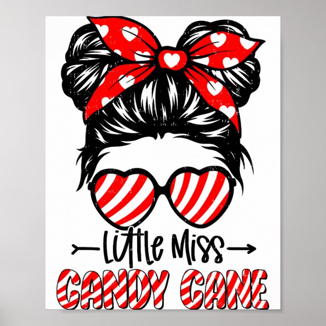 Candy Cane Messy Bun Girl Christmas Xmas Holiday G Poster (Front)