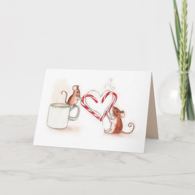 Candy Cane Mice Holiday Card (Front)