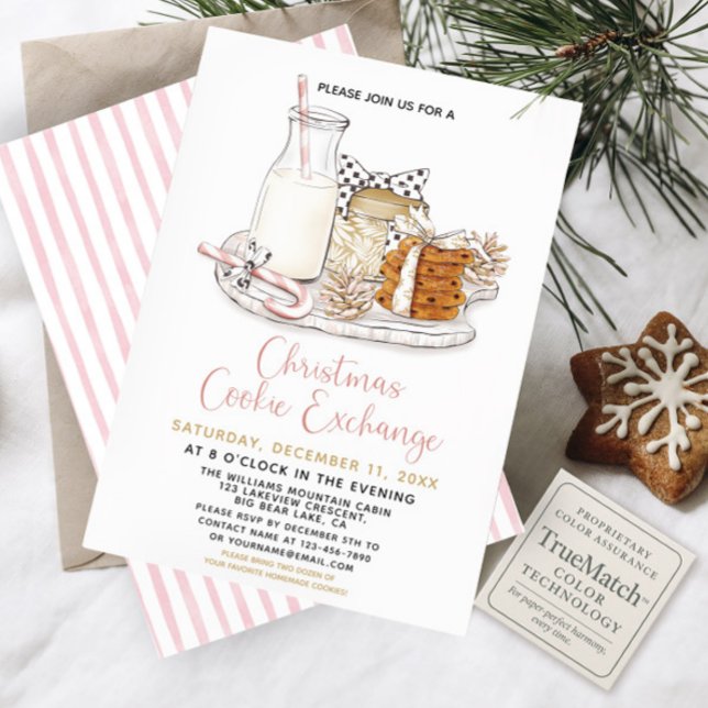 Candy Cane Milk & Cookies Christmas Exchange Party Invitation (Creator Uploaded)