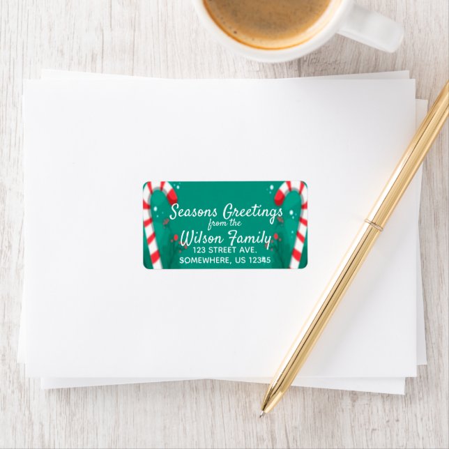 Candy Cane Mint Christmas Seasons Greetings  Label (Insitu)