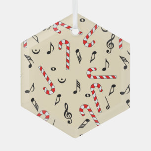 Candy Cane Music Notes Glass Tree Decoration