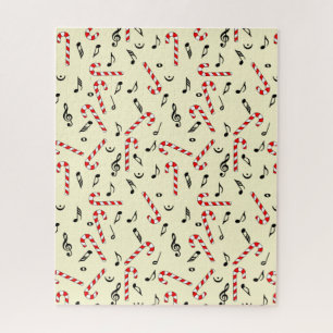 Candy Cane Music Notes Jigsaw Puzzle