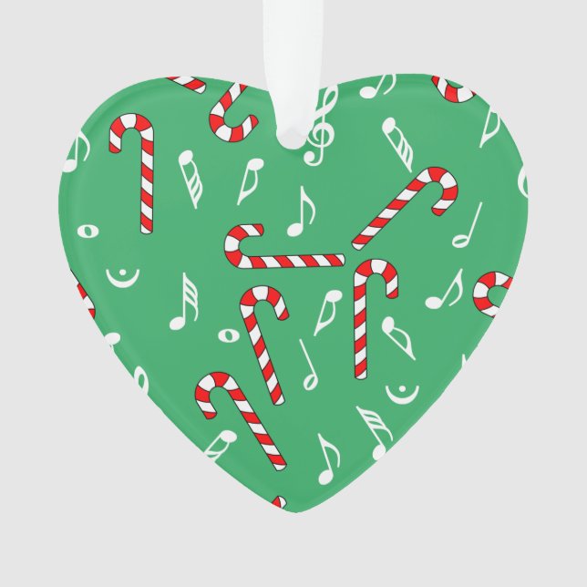 Candy Cane Music Notes Ornament (Front)