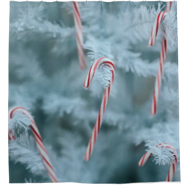 Candy Cane on Tree Shower Curtain (Front)