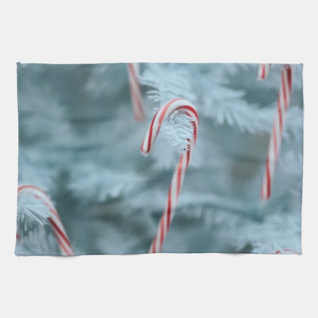 Candy Cane on Tree Tea Towel (Horizontal)