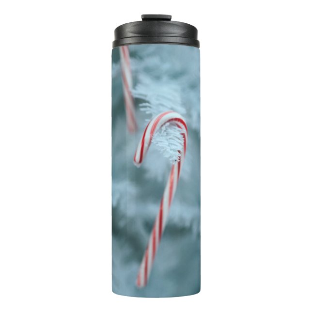 Candy Cane on Tree Thermal Tumbler (Front)