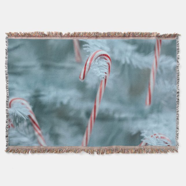 Candy Cane on Tree Throw Blanket (Front)