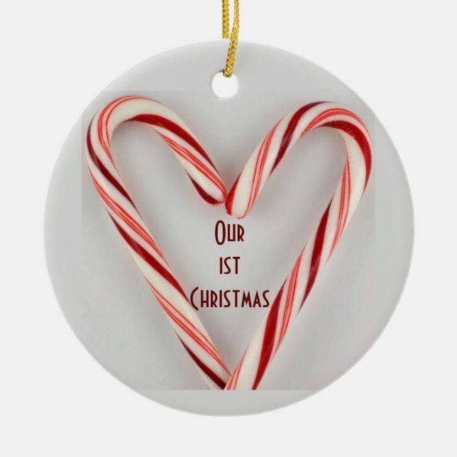 CANDY CANE ORNAMENT-OUR 1st CHRISTMAS TOGETHER Ceramic Ornament (Front)