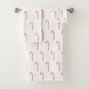 Candy Cane Painting Pattern Bath Towel Set