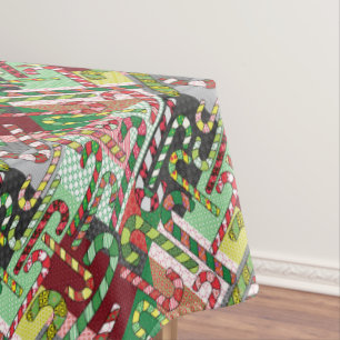 Candy Cane Patchwork Pattern Tablecloth