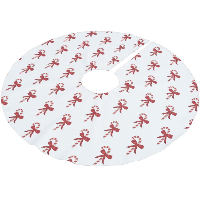 Candy Cane Pattern Christmas Tree Skirt (Angled)
