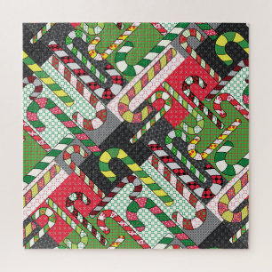 Candy Cane Pattern Jigsaw Puzzle