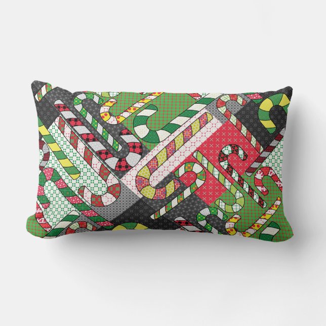 Candy Cane Pattern Lumbar Cushion (Front)