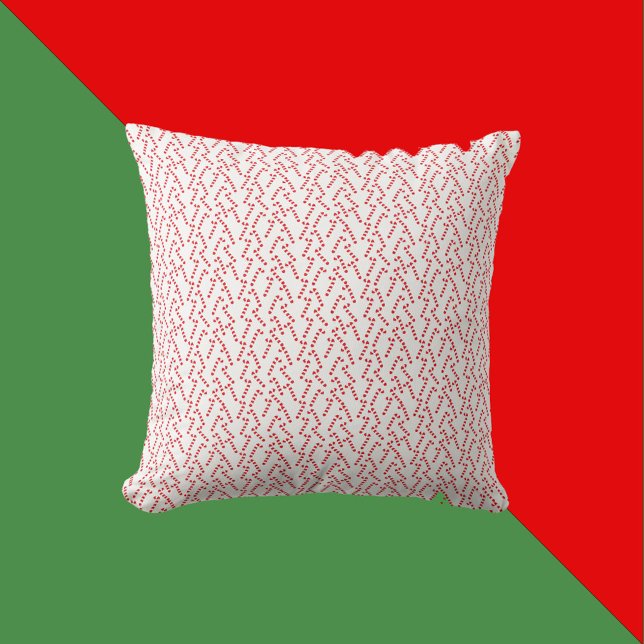 Candy Cane Pattern Red and White Cushion (A throw pillow with a red and white candy cane Christmas pattern)