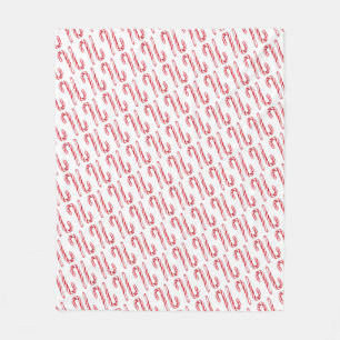 Candy Cane Pattern Red White Watercolor Christmas Fleece Blanket
