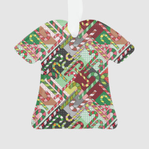 Candy Cane Pattern Slant Ceramic Ornament