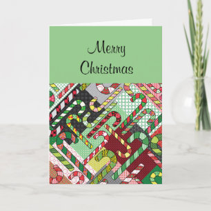 Candy Cane Pattern Slant Christmas Card
