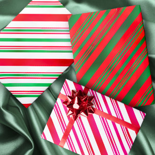 Candy Cane Patterns Red Green White Christmas Wrapping Paper Sheet