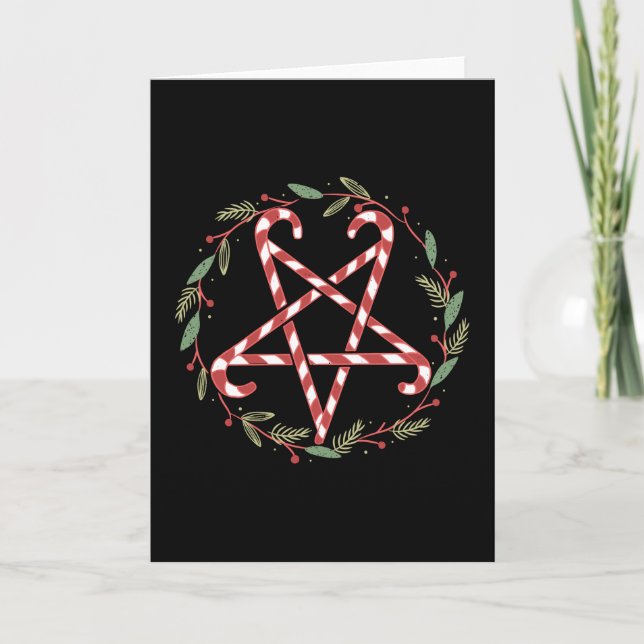 Candy Cane Pentagram Card (Front)