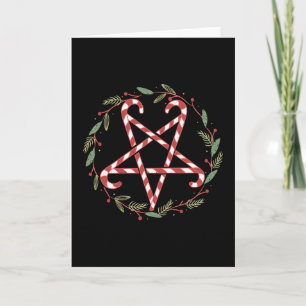 Candy Cane Pentagram Card