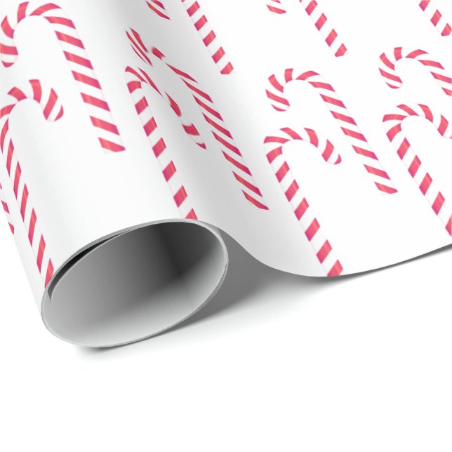 Candy Cane Peppermint Christmas Holiday Red White  Wrapping Paper (Roll Corner)