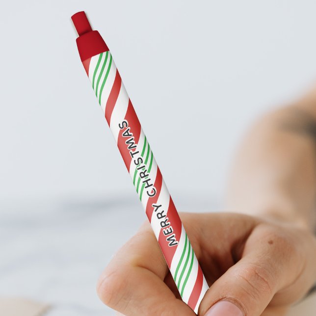 Candy Cane Peppermint Stripe Christmas Red & Green Black Ink Pen (Candy Cane Peppermint Stripe Christmas Red & Green Pen
)