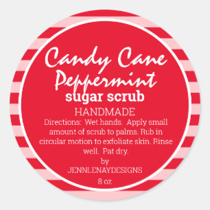 Candy Cane Peppermint Sugar Scrub Homemade Custom Classic Round Sticker