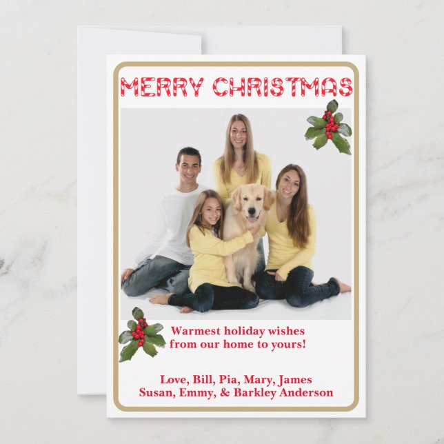 Candy Cane Photo Christmas Card (Front)