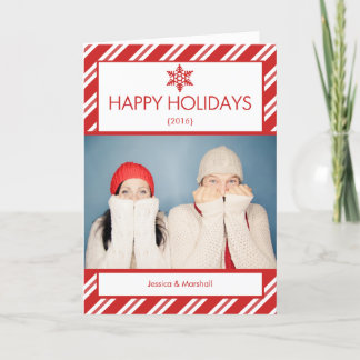Candy Cane Photo Folded Christmas Card