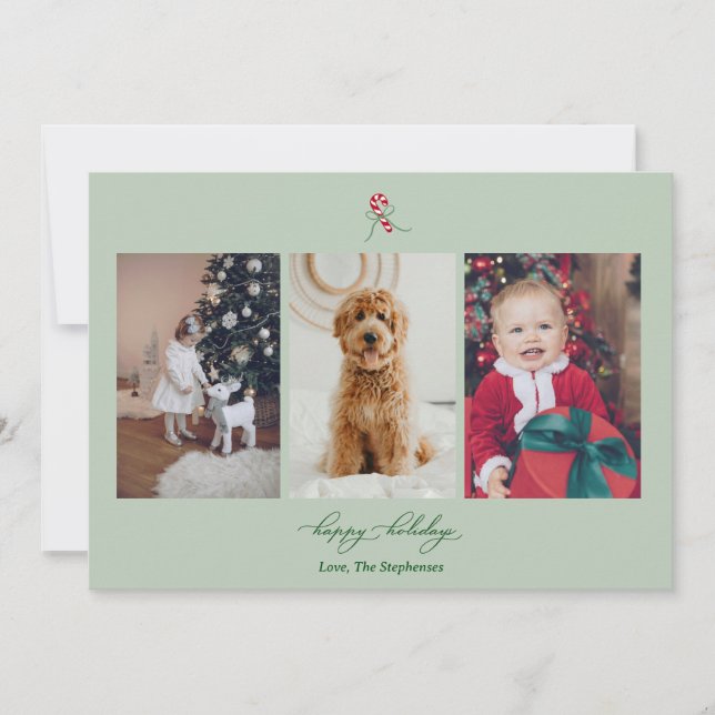 Candy Cane Photo Holiday Card (Front)