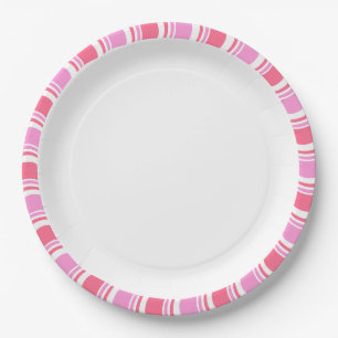 Candy Cane Pink and White Christmas Pattern Paper Plate
