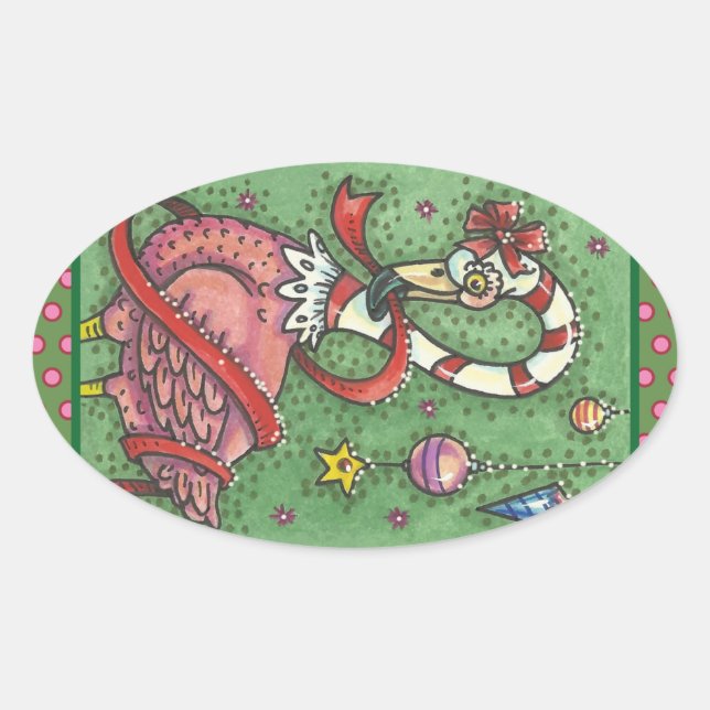 CANDY CANE PINK FLAMINGO CHRISTMAS STICKERS Sheet (Front)