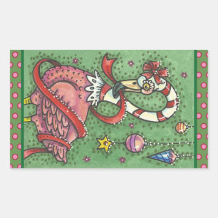 CANDY CANE PINK FLAMINGO CHRISTMAS STICKERS Sheet