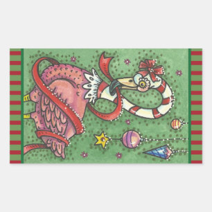 CANDY CANE PINK FLAMINGO CHRISTMAS STICKERS Sheet