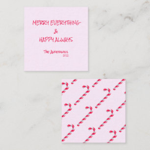 Candy Cane Pink Happy Holidays Merry Everything Card