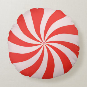 Candy Cane Pinwheel  Round Cushion