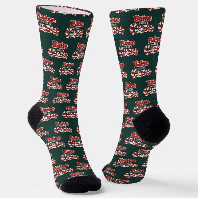 Candy Cane Puns Christmas Holidays Novelty Socks (Angled)