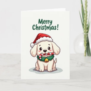 Candy Cane Pup Holiday Card