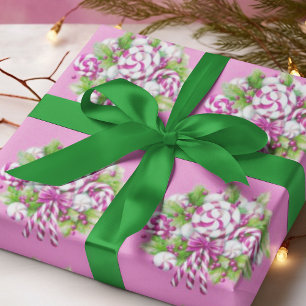 Candy Cane Purple and Pink Christmas  Wrapping Paper