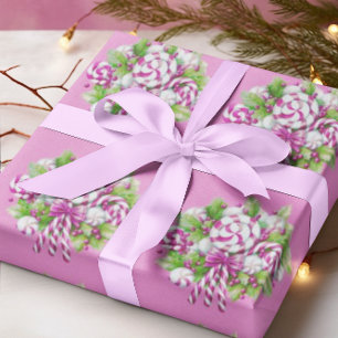 Candy Cane Purple and Pink Christmas  Wrapping Paper