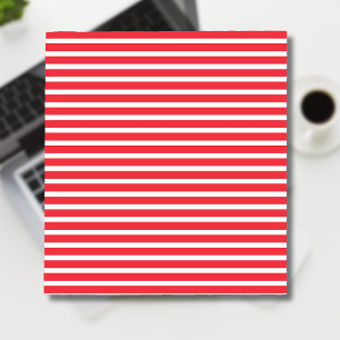 Candy Cane Red and White Simple Horizontal Striped Notepad