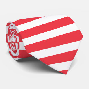 Candy Cane Red and White Simple Horizontal Striped Tie