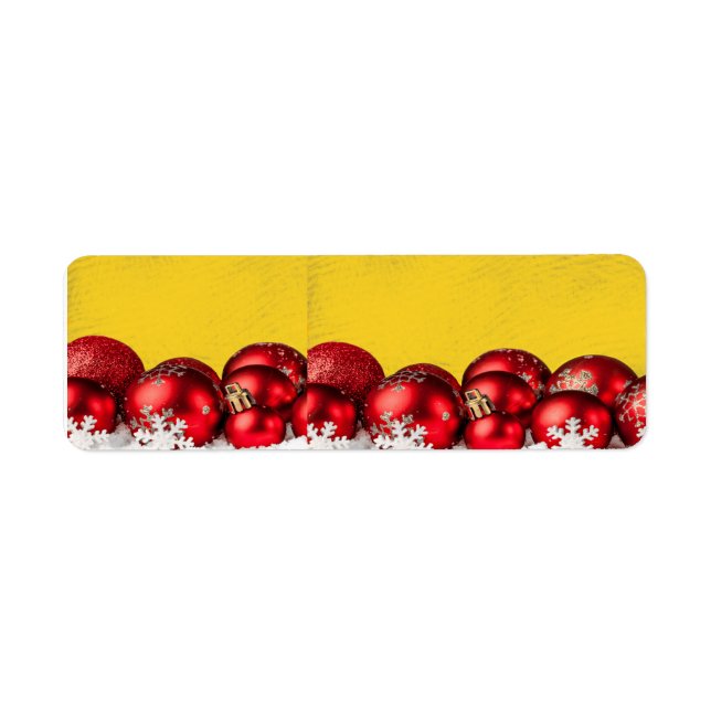 Candy Cane Red Christmas balls Return Address Label (Front)