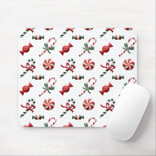 Candy Cane Red Green Christmas Holiday Mouse Pad