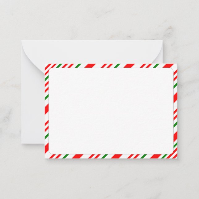 Candy Cane Red Green White Christmas Pattern Blank Card (Front)