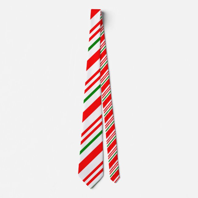 Candy Cane Red Green White Christmas Pattern Tie (Front)